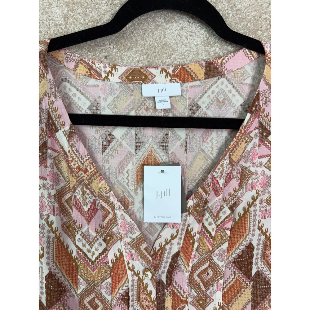 NWT J. JILL Tunic Top Women's‎ Large Rayon Boho V-Neck Workwear